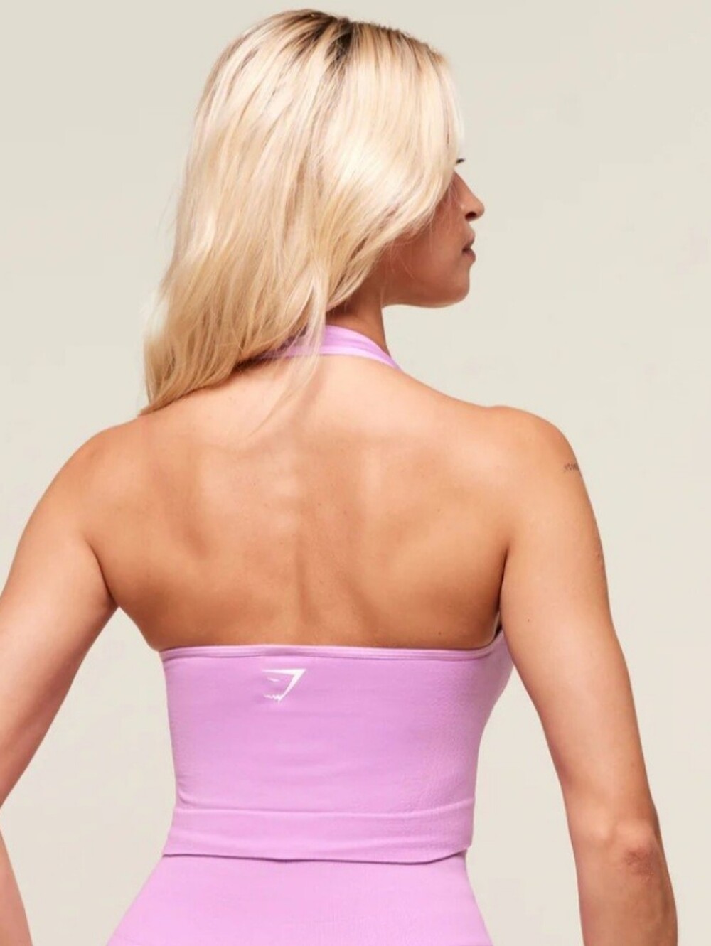Gymshark Pastel Pink Halter Seamless Sports Bra - Picture 2 of 5